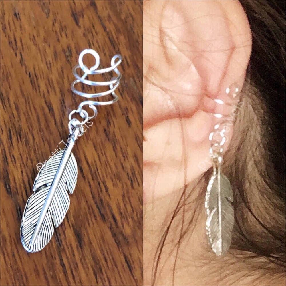 New Feather Ear Cuff Earring Clip On Single